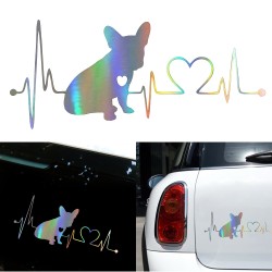 Decal French Bulldog Heartbeat 3D Vinyl Car Window Bumper Sticker  Photo Color