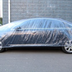 Disposable Car Cover Waterproof Transparent Plastic Dustproof Cover Car Rain Covers White transparent_L