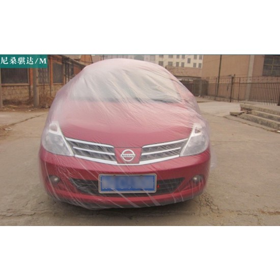 Disposable Car Cover Waterproof Transparent Plastic Dustproof Cover Car Rain Covers White transparent_L