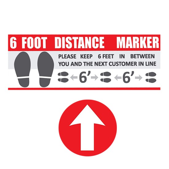 Floor Decals Social Distancing Keep 6ft in Between Distance Marker Floor Decal for Social Distancing While in Line 5pcs