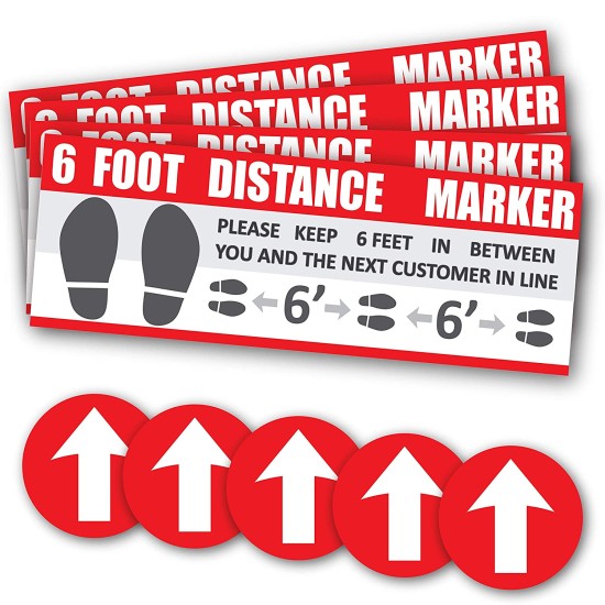 Floor Decals Social Distancing Keep 6ft in Between Distance Marker Floor Decal for Social Distancing While in Line 10pcs