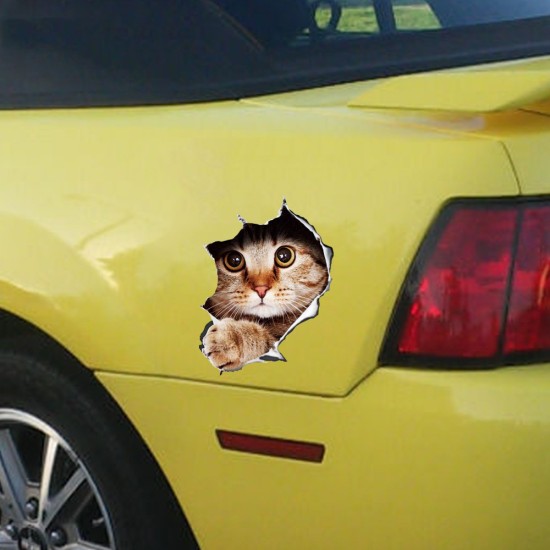 Funny Car  Sticker Body Dog Cat Puppy Scratch Paint Subsidies Cartoon Simulation Door Body Decal Orange Cat No. 4 17*23cm