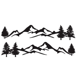 Mountain Tree Forest Graphic Vinyl Art Sticker for RV Decoration Forest Silhouette Decals Camper Vehicle Window Door Decoration black