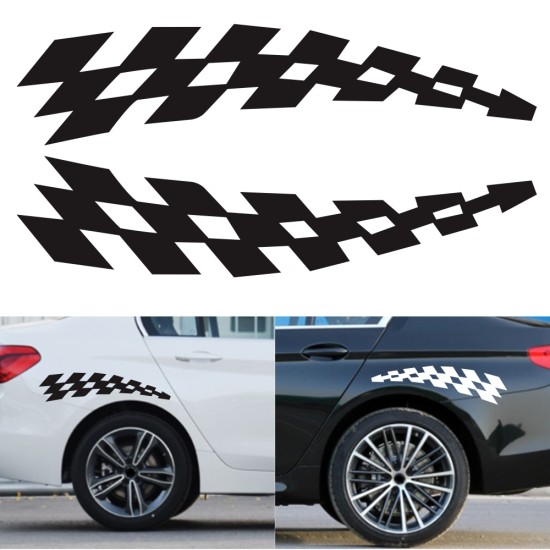 Racing Stickers Vehicle Car Decals Plaid Wheel Flags Reflector Safety Vinyl Stickers Prevention For Audi Bmw Jeep; white