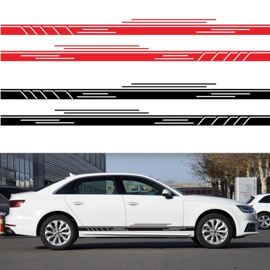 Vinyl Stripes Decal Car Body Side Wrap Black Graphics Waterproof Sticker red