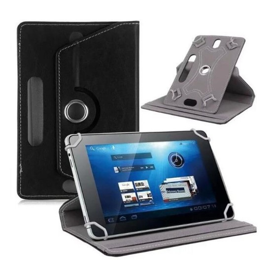 7/8/9/10 Inch Universal 360 Degree Rotating Four Hook Leather Tablet Protection Case Dark blue_8 inch