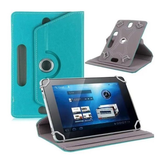 7/8/9/10 Inch Universal 360 Degree Rotating Four Hook Leather Tablet Protection Case Sky Blue 10 inch