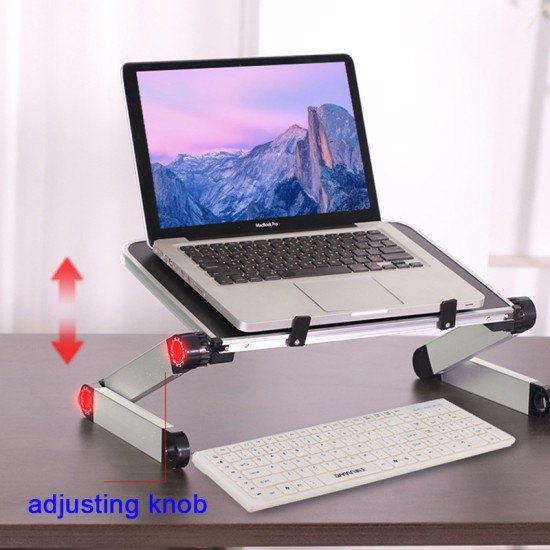 Aluminum Alloy Laptop Portable Foldable Adjustable Laptop Desk Computer Table Stand Tray Notebook PC Folding Desk Table Enlarge white