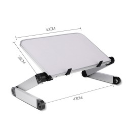 Aluminum Alloy Laptop Portable Foldable Adjustable Laptop Desk Computer Table Stand Tray Notebook PC Folding Desk Table Enlarge white