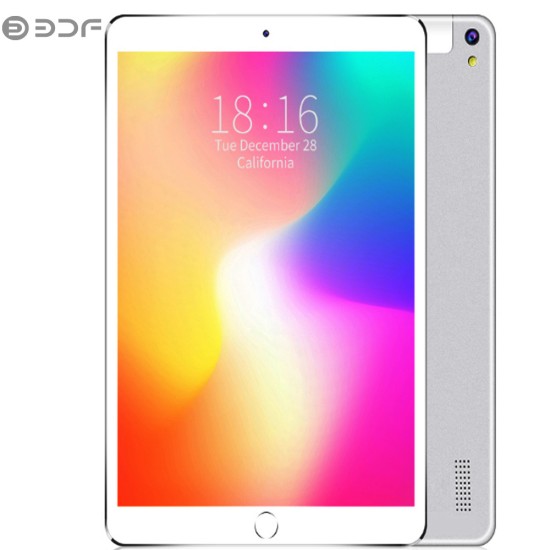 BDF 10.1 inch Tablet Computer MTK 6580 3G / 4G Call Tablet PC Android 7.0 5000mAh Battery Silver_Leather case-European regulations