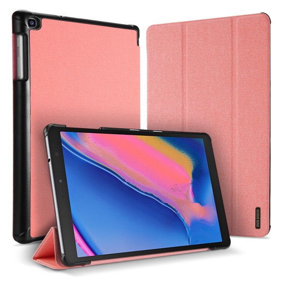 DUX DUCIS For Samsung TAB A 8.0 (2019) P200-P205 Simple Solid Color Smart PU Leather Case Anti-fall Protective Stand Cover with Pencil Holder Sleep Function  Pink