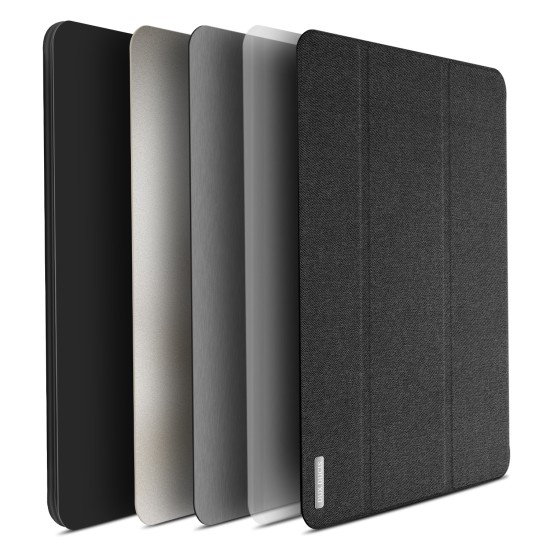 DUX DUCIS For Samsung TAB A 8.0 (2019) P200-P205 Simple Solid Color Smart PU Leather Case Anti-fall Protective Stand Cover with Pencil Holder Sleep Function  black