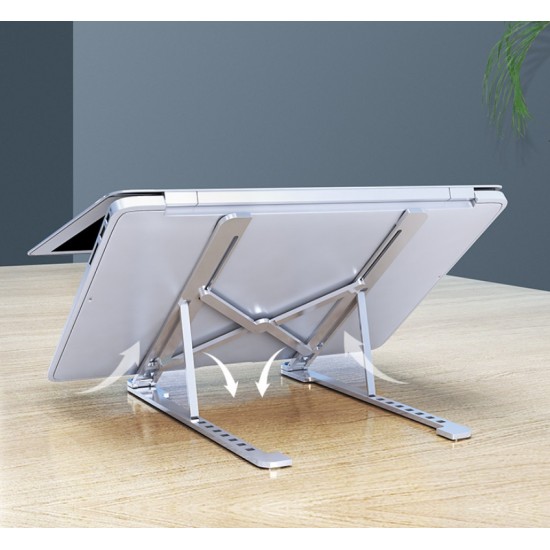 Laptop Stand Portable Adjustable Ventilated Riser Stand for Bed Desk and Sofa Aluminium Holder Ergonomic for Mac Pro/Air/Samsung/Acer/HP/Dell/ASUS  Small gray