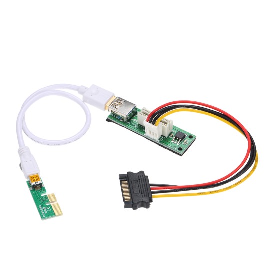 Mini USB Cable and SATA Cable PCI-E X1 Extension Cable PCIE 1X Expansion Riser Card 90°Right Angle