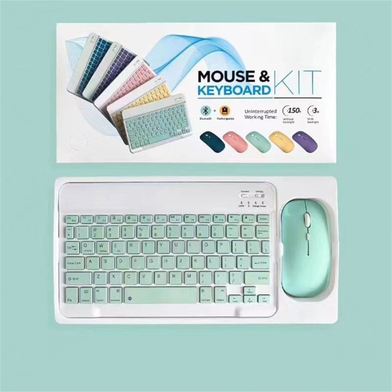 Mini Wireless Bluetooth Keyboard Mouse Set Rechargeable Compatible for Android IOS Windows Purple