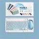 Mini Wireless Bluetooth Keyboard Mouse Set Rechargeable Compatible for Android IOS Windows Purple