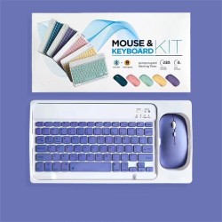 Mini Wireless Bluetooth Keyboard Mouse Set Rechargeable Compatible for Android IOS Windows Purple