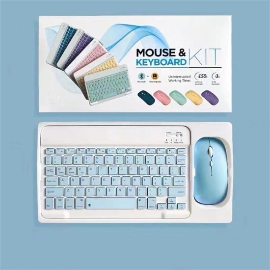 Mini Wireless Bluetooth Keyboard Mouse Set Rechargeable Compatible for Android IOS Windows White