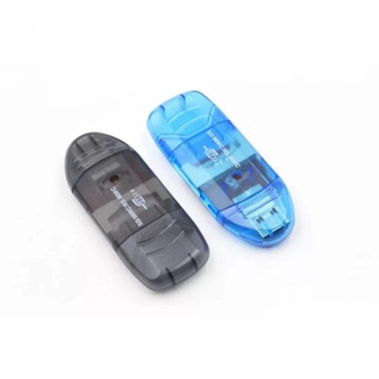 Multi-function Usb 2.0 SD Card Reader Transparent Small Mini Card Reader Smart Memory Card Reader Blue