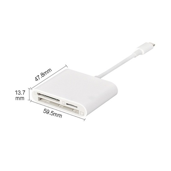 Triple CF SD TF Card Reader Digital Camera Kit Accessories All In 1 OTG Cable Adapter white