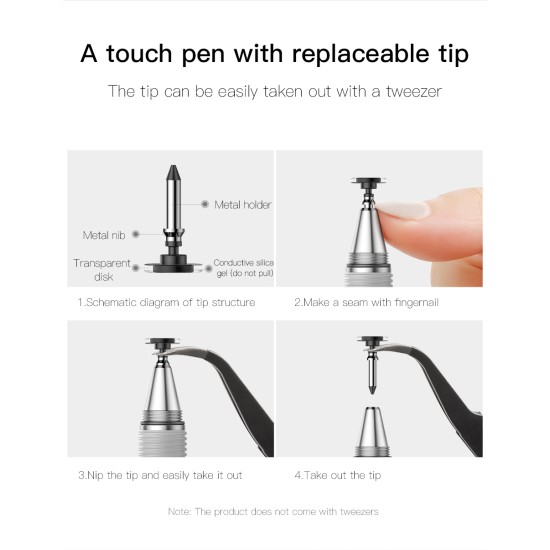 Universal Stylus Pen Multifunction Screen Touch Pen Capacitive Touch Pen for iPad iPhone Samsung Xiaomi Huawei Tablet Pen Silver