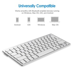 Wireless Gaming Keyboard Computer Game Universal Bluetooth Keyboard for Spanish German Russian French Korean Arabic Russian white