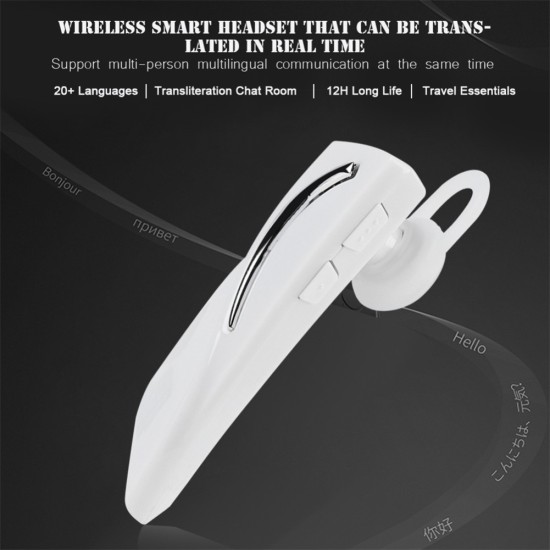 Intelligent 28 Language Translator Real Time Voice Wireless Bluetooth Headphones Smart Audio Translation Grey