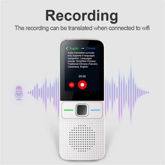 T10 Translator Intelligent Voice Camera Translator Wifi Online 137 Languages Offline 12 Languages Two-way Translation White