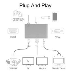 Converter For 8-pin to HDMI VGA AV Jack Audio TV Adapter Cable For iPhone X iPhone 8 7 7 Plus 6 6S For iPad Series black