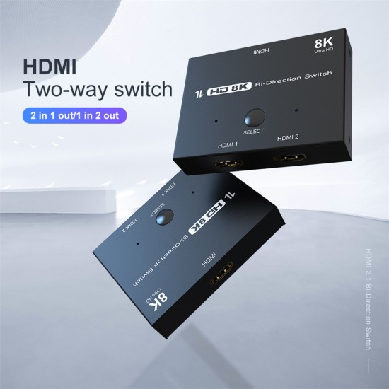 Hd Hdmi 2.1 Bidirectional Switcher 8k60hz 4k120hz Converting HD Switcher Box for PS5 Xbox Nvidia Black