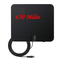 Indoor TV Antenna+ Digital Aerial HD Freeview Amplified Thin HDTV 450 Mile Range black