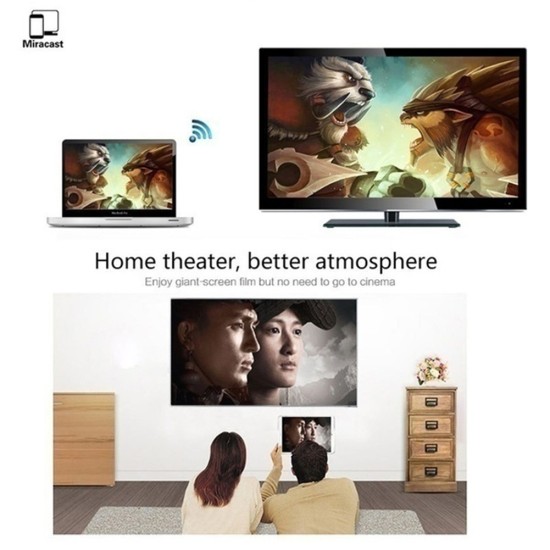 WiFi Wireless Display Dongle for Wireless HDMI Adapter Portable TV Receiver Airplay Dongle Mirroring Screen from Phone to Big Screen Miracast Support  480P