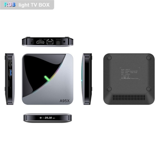 A95X F3 Air 8K RGB Light TV Box Android 9.0 Amlogic S905X3 4GB 64GB Wifi 4K Netflix Smart TV BOX Android 9 A95X-F3 Gray + black_4GB + 32GB with T1 voice remote control