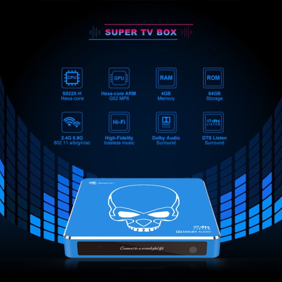 Beelink GT-King Pro TV BOX 4GB+64GB Mail-G31 MP2 Amlogic S922X Quad-coreHiFi Loss Less Sound blue_EU Plug