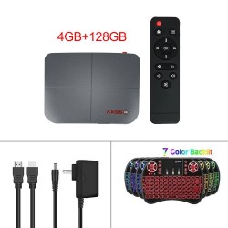 For Android 9.0 Tv  Box 10.0 4+218g Media Player Smart Tv Box Tv  Receiver 4+128G_British plug+I8 Keyboard