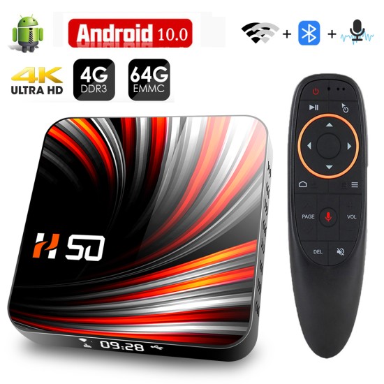 For Android Tv  Box Android 10.0 4k 4gb 32gb 64gb Media Player 3d Video Smart Tv Box 4+32G_British plug+G10S remote control