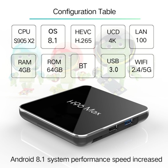 H96 MAX X2 S905X2 4GB RAM 64GB ROM Android 8.1 TV Box HD Smart Network Media Player AU Plug