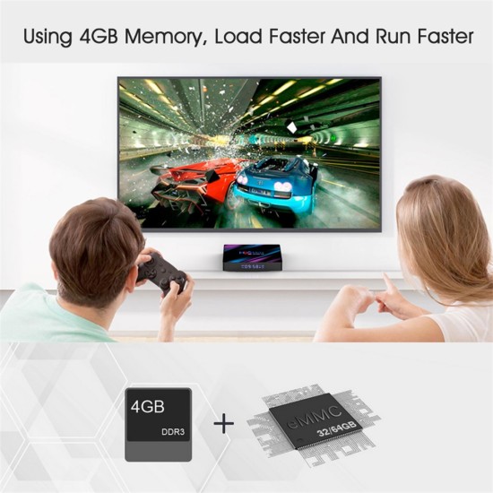 H96 Max-3318 TV Box HD 4k Android Wifi Set-top Box Quad Core 64 Bit Cortex-a53 10/100 Standard Rj-45 Tvbox UK Plug