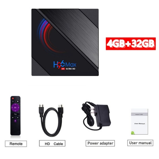 H96 Max H616 Top  Box Dual-band Wifi Android  10.0 TV  Box 4+32g 4+32G_British plug