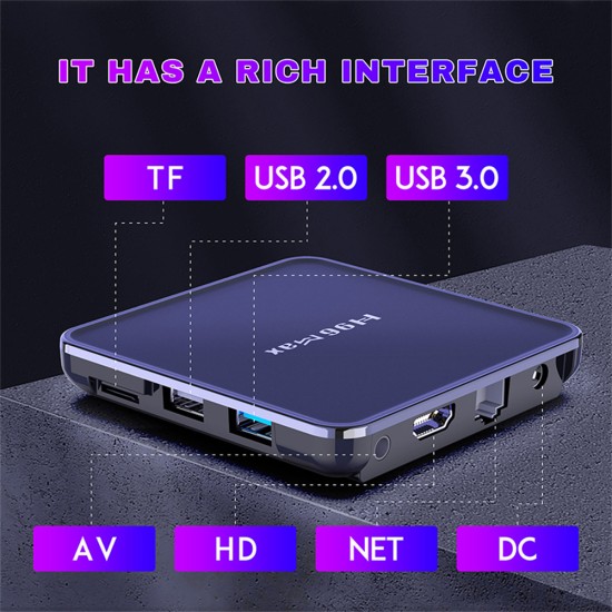 H96 Max V12 Set-top Box android 12.0 Rk3318 5GWiFi Dual-band Tv Player with RC Blue US Plug 4+64GB