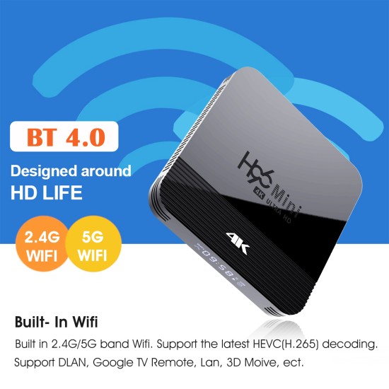 H96Mini STB H8 2G+16G 4K HD TV Set Top Box Rockchip RK3228A Support 2.4G /5G WiFi Android 9.0 Google Play  US Plug