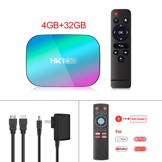 HK1 BOX 8K 4GB 128GB TV Box S905X3 Android 9.0 Smart TV BOX 1000M Dual Wifi Player Netflix Youtube Media Player black_4GB + 32GB with T1 voice remote control