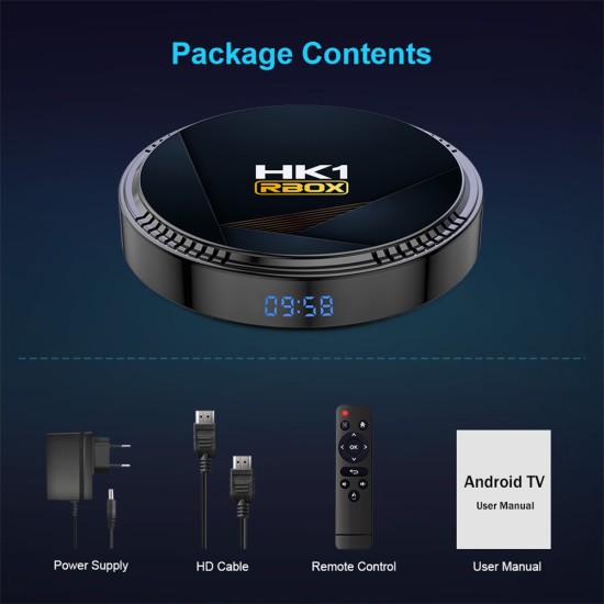 Hk1 Rbox H8 Set-top Box H618 android 12.0 Hd Dual-band Wifi6 Bluetooth 5.0 with RC Black 2GB+16GB EU Plug