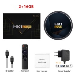 Hk1 Rbox H8 Set-top Box H618 android 12.0 Hd Dual-band Wifi6 Bluetooth 5.0 with RC Black 2GB+16GB EU Plug