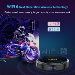 Hk1 Rbox H8 Set-top Box H618 android 12.0 Hd Dual-band Wifi6 Bluetooth 5.0 with RC Black 2GB+16GB US Plug