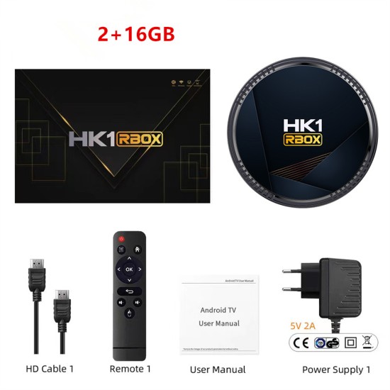 Hk1 Rbox H8 Set-top Box H618 android 12.0 Hd Dual-band Wifi6 Bluetooth 5.0 with RC Black 2GB+16GB US Plug