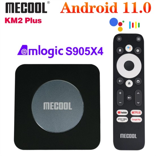 Mecool Km2 Plus 4k Atv Set Top Box Amlogic S905x4 Android 11 TV Box Google Netflix Certified US Plug