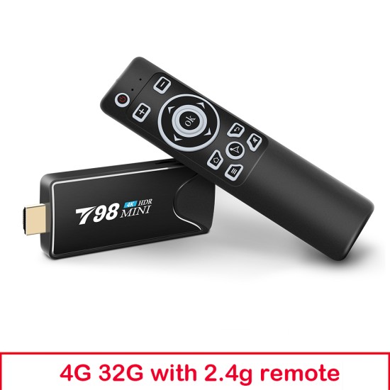 Mini Tv  Stick  Box Tv Android 10 4g 32g T98 Mini Tv Box Rk3318 Tv Box Smart Tv Box Media Player Tv Receiver 4+32G_European plug+G10S remote control