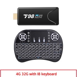 Mini Tv  Stick  Box Tv Android 10 4g 32g T98 Mini Tv Box Rk3318 Tv Box Smart Tv Box Media Player Tv Receiver 4+32G_European plug+I8 Keyboard