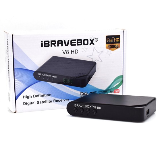 Satellite Receiver iBRAVEBOX V8 HD DVB-S/S2  Full HD Wifi Satellite Finder black